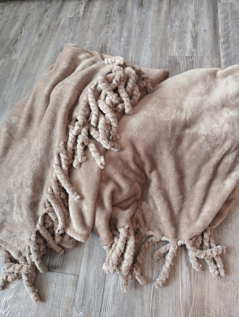 2 Pack Kirklands Cozy Plush Fringe Throw Blanket - Taupe